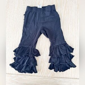 Rufflebutts Black Ruffled Girls' Leggings